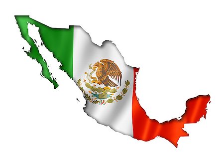 Mexico flag map, three dimensional render, isolated on white Stock Photo - Budget Royalty-Free & Subscription, Code: 400-07571607