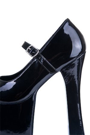 simsearch:400-06070695,k - Close-up shot of a black fetish shoe, isolated on white background Foto de stock - Super Valor sin royalties y Suscripción, Código: 400-07573504