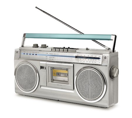 Vintage stereo radio cassette player of 80s isolated Stock Photo - Budget Royalty-Free & Subscription, Code: 400-07573733
