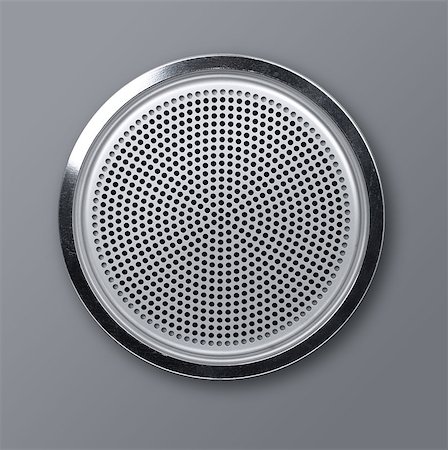 Realistic round metal loudspeaker grille front Photographie de stock - Aubaine LD & Abonnement, Code: 400-07573740