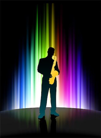picture of the blue playing a instruments - Live Musician on Abstract Spectrum Background Original Illustration Stock Photo - Budget Royalty-Free & Subscription, Code: 400-07614585