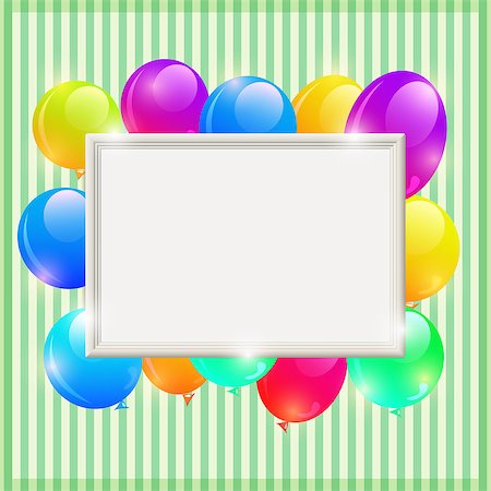 pink background bordered with party balloon - White Empty Ribbed Frame on Striped Wall with Colorful Air Balloons. Vector Illustration with Copy-Space for Message Stock Photo - Budget Royalty-Free & Subscription, Code: 400-07614859