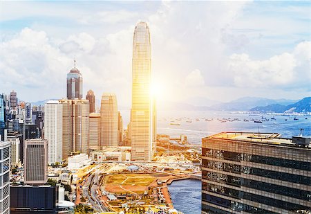 simsearch:400-07634376,k - Hong Kong skyline in finance zone Foto de stock - Super Valor sin royalties y Suscripción, Código: 400-07615162