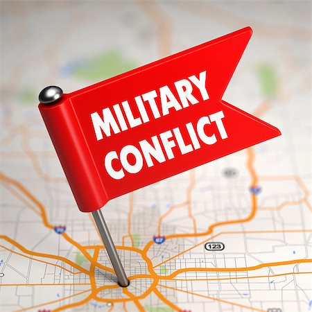 Military Conflict Concept - Small Flag on a Map Background with Selective Focus. Stock Photo - Budget Royalty-Free & Subscription, Code: 400-07615256