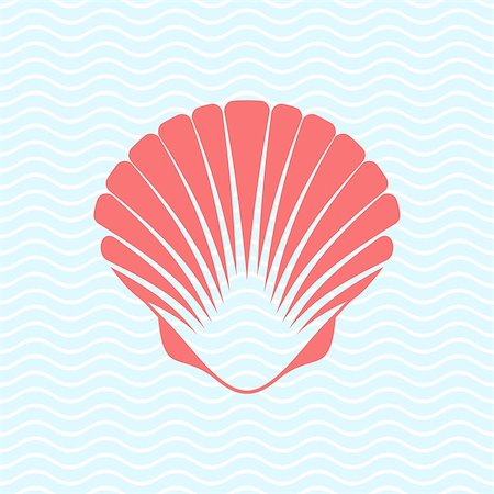 simsearch:400-08646884,k - Red vector scallop seashell on blue marine background Stock Photo - Budget Royalty-Free & Subscription, Code: 400-07616042