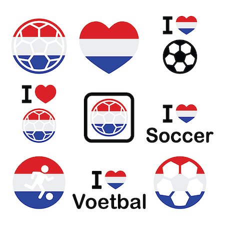 Soccer ball with flag of Holland vector icons set isolated on white Stock Photo - Budget Royalty-Free & Subscription, Code: 400-07616948