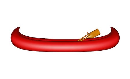 Canoe in red design with paddle on white background Stock Photo - Budget Royalty-Free & Subscription, Code: 400-07616967