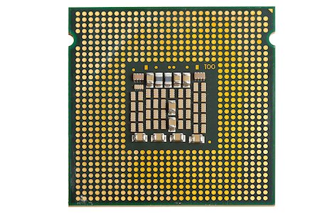 simsearch:400-07617373,k - the computer the processor on a white background is isolated gold color with a microcircuit Stock Photo - Budget Royalty-Free & Subscription, Code: 400-07617411