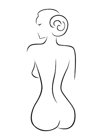 simsearch:400-08573669,k - Abstract outline of a sexy woman sitting back, black over white hand drawing sketching vector artwork Stock Photo - Budget Royalty-Free & Subscription, Code: 400-07618937