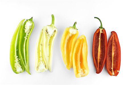simsearch:628-02228100,k - red, yellow and green hot chili pepper slices on a white background Stock Photo - Budget Royalty-Free & Subscription, Code: 400-07613227