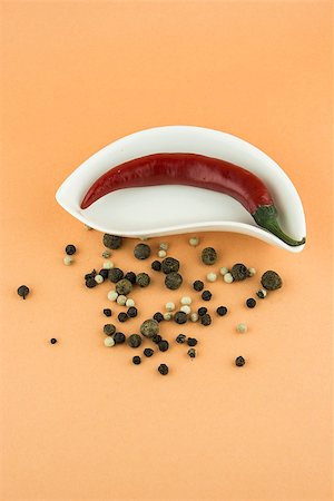 simsearch:628-02228100,k - red hot chili pepper in plate on orange background Stock Photo - Budget Royalty-Free & Subscription, Code: 400-07613334