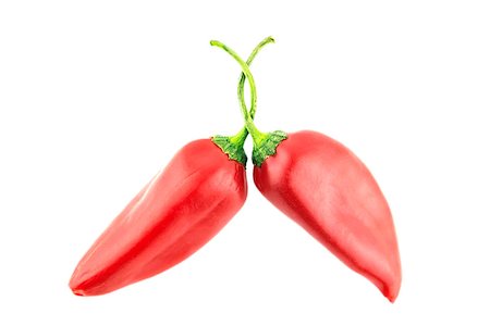 simsearch:628-02228100,k - Two red hot chili pepper on a white background Stock Photo - Budget Royalty-Free & Subscription, Code: 400-07613510