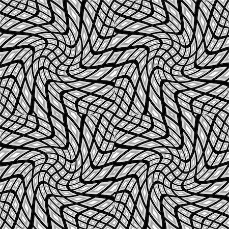 simsearch:400-07836088,k - Design seamless monochrome warped geometric pattern. Abstract distorted textured background. Vector art. No gradient Stock Photo - Budget Royalty-Free & Subscription, Code: 400-07626532