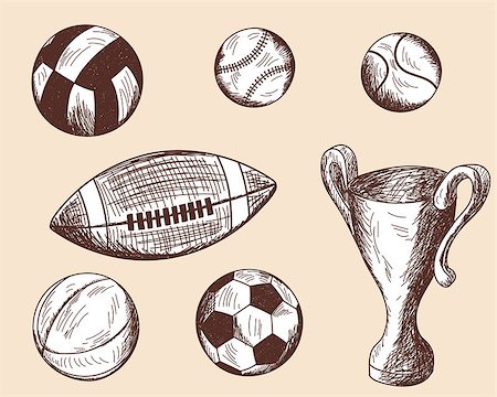 soccer retro designs - Set of different sketch balls. EPS 10 vector illustration without transparency. Stock Photo - Budget Royalty-Free & Subscription, Code: 400-07626754
