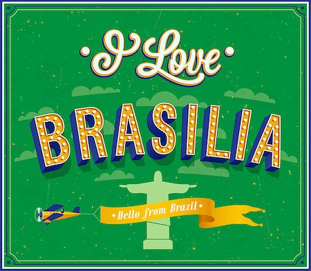 soccer retro designs - Vintage greeting card from Brasilia - Brazil. Vector illustration. Stock Photo - Budget Royalty-Free & Subscription, Code: 400-07626783
