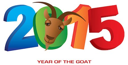 2015 Chinese New Year of the Goat Colorful Numbers Isolated on White Background with Text Foto de stock - Super Valor sin royalties y Suscripción, Código: 400-07626843