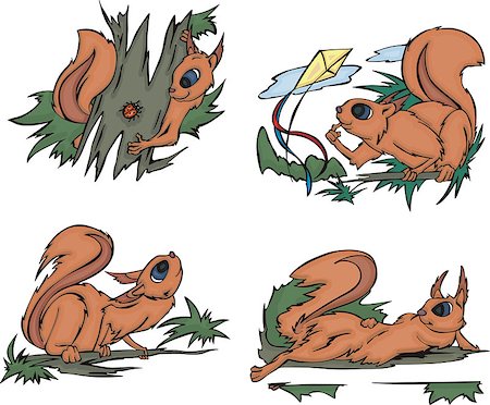 simsearch:400-06633746,k - Playful comic squirrels. Set of vector illustrations. Stock Photo - Budget Royalty-Free & Subscription, Code: 400-07627113