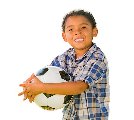 sad african children - Mixed Race Boy Holding Soccer Ball Isolated on a White Background. Stock Photo - Budget Royalty-Free & Subscription, Code: 400-07627636