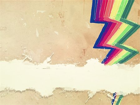 simsearch:400-04875332,k - retro background with drawn rainbow zigzag lines and text space over old paper Photographie de stock - Aubaine LD & Abonnement, Code: 400-07628656