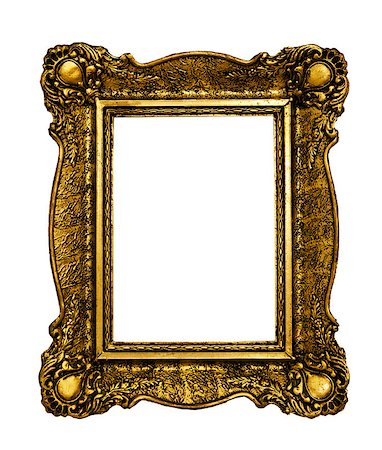 Vintage golden frame isolated over white background Stock Photo - Budget Royalty-Free & Subscription, Code: 400-07620219