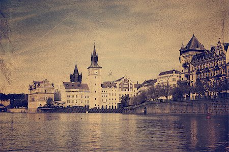 Vintage image of Prague Foto de stock - Super Valor sin royalties y Suscripción, Código: 400-07620235