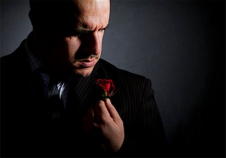 red rose with black background - Portrait of man, godfather-like character. Stock Photo - Budget Royalty-Free & Subscription, Code: 400-07620622