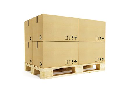 pallet with cardboard boxes, 3d rendering Stock Photo - Budget Royalty-Free & Subscription, Code: 400-07621064