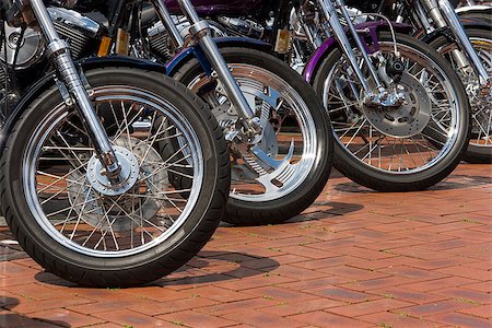 simsearch:400-03927951,k - Front wheels of motorcycles Stock Photo - Budget Royalty-Free & Subscription, Code: 400-07621701