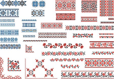 floral embroidery vectors - Set of Patterns for Embroidery Stitch Stock Photo - Budget Royalty-Free & Subscription, Code: 400-07634366