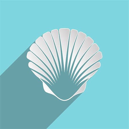 simsearch:400-08646884,k - White scallop seashell on blue background flat design Stock Photo - Budget Royalty-Free & Subscription, Code: 400-07634500