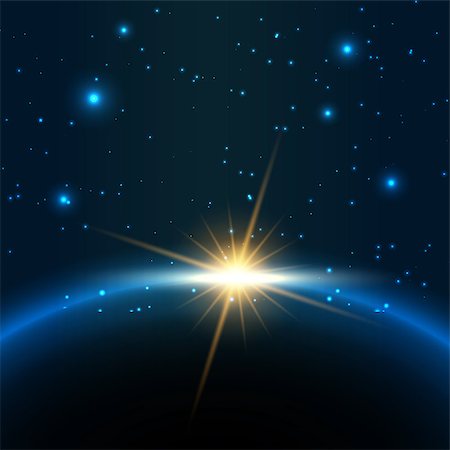 planetarium - Space background with sun rising behind a planet Stock Photo - Budget Royalty-Free & Subscription, Code: 400-07630580