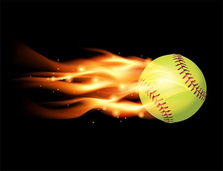 softball - An illustration of a flaming softball. Vector EPS 10 available. EPS file contains transparencies and gradient mesh. Stock Photo - Budget Royalty-Free & Subscription, Code: 400-07631099