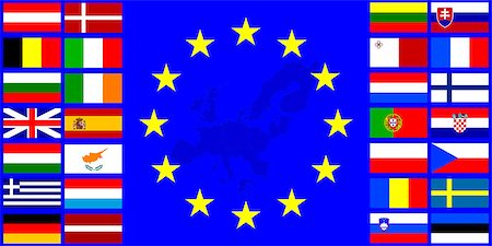 denmark and holland flag - Flags of the European Union EU flag on a background with the outline maps Stock Photo - Budget Royalty-Free & Subscription, Code: 400-07631273