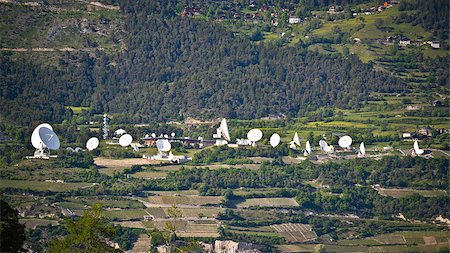 Plenty of satelite antennas in Switzerland mountains Stock Photo - Budget Royalty-Free & Subscription, Code: 400-07632180
