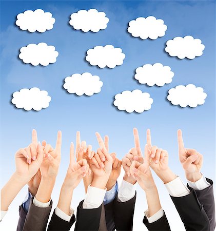 simsearch:400-04790442,k - group of business people hands point upward cloud Stock Photo - Budget Royalty-Free & Subscription, Code: 400-07632927