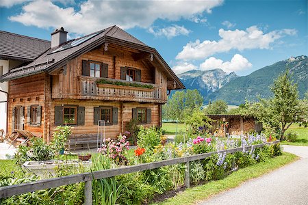 Beautiful traditional Alpine house in the mountains Stock Photo - Budget Royalty-Free & Subscription, Code: 400-07633078