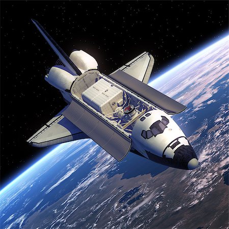 space satellite - Space Shuttle Orbiter. 3D Scene. Stock Photo - Budget Royalty-Free & Subscription, Code: 400-07656720