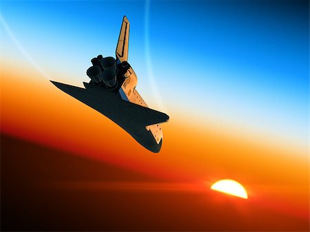 Space Shuttle Landing. 3D Scene. Stock Photo - Budget Royalty-Free & Subscription, Code: 400-07656723