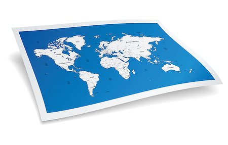 Blue world map.  Vector illustration. Stock Photo - Budget Royalty-Free & Subscription, Code: 400-07659743