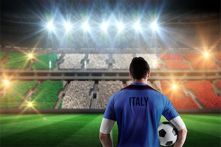 football stadium full crowd pictures - Italy football player holding ball against stadium full of italy football fans Stock Photo - Budget Royalty-Free & Subscription, Code: 400-07665357