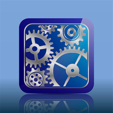 Button blue with gears. EPS 10. Vector illustration. Photographie de stock - Aubaine LD & Abonnement, Code: 400-07666703