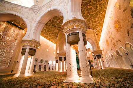 designs for decoration of pillars - ABU DHABI, UAE - DECEMBER 18: Sheikh Zayed Grand Mosque, Abu Dhabi, UAE on December 18, 2013 in Abu Dhabi. The 3rd largest mosque in the world, area is 22,412 square meters Stock Photo - Budget Royalty-Free & Subscription, Code: 400-07667000
