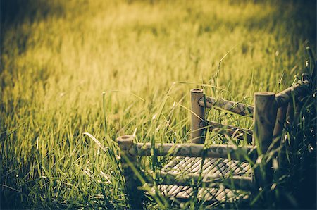 sweetcrisis (artist) - Bamboo wooden chairs on grass field in countryside Thailand vintage Stock Photo - Budget Royalty-Free & Subscription, Code: 400-07667769