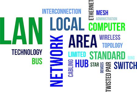 A word cloud of local area network related items Foto de stock - Super Valor sin royalties y Suscripción, Código: 400-07660140