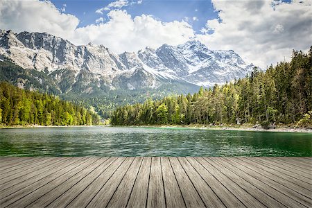 An image of the Eibsee and the Zugspitze in Bavaria Germany Stock Photo - Budget Royalty-Free & Subscription, Code: 400-07660850