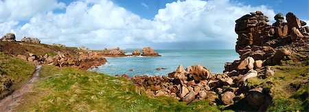 simsearch:632-05759883,k - Ploumanach coast spring panorama (Perros-Guirec, Brittany, France). The Pink Granite Coast. Stock Photo - Budget Royalty-Free & Subscription, Code: 400-07660902