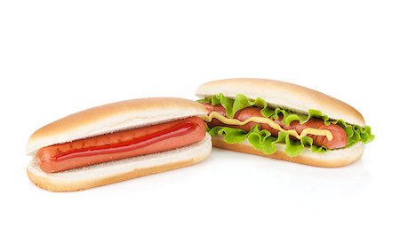 simsearch:400-04587885,k - Two hot dogs with various ingredients. Isolated on white background Stock Photo - Budget Royalty-Free & Subscription, Code: 400-07662686