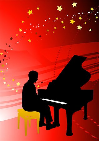 Piano Musician on Abstract Red Background Original Illustration Photographie de stock - Aubaine LD & Abonnement, Code: 400-07676555