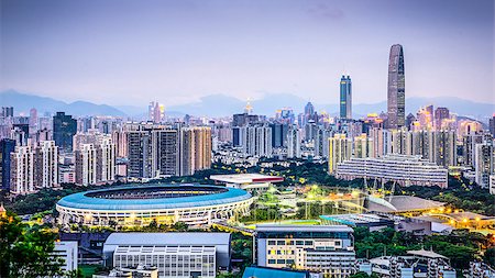 shenzhen - Shenzhen, China city skyline at twilight. Stock Photo - Budget Royalty-Free & Subscription, Code: 400-07676622