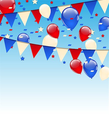 simsearch:400-06628533,k - Illustration american background with balloons in the blue sky - vector Stock Photo - Budget Royalty-Free & Subscription, Code: 400-07676972